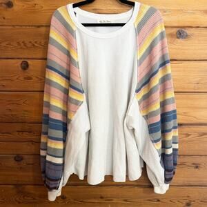 Free People We The Free Rainbow Dreams balloon-sleeve thermal knit top Medium